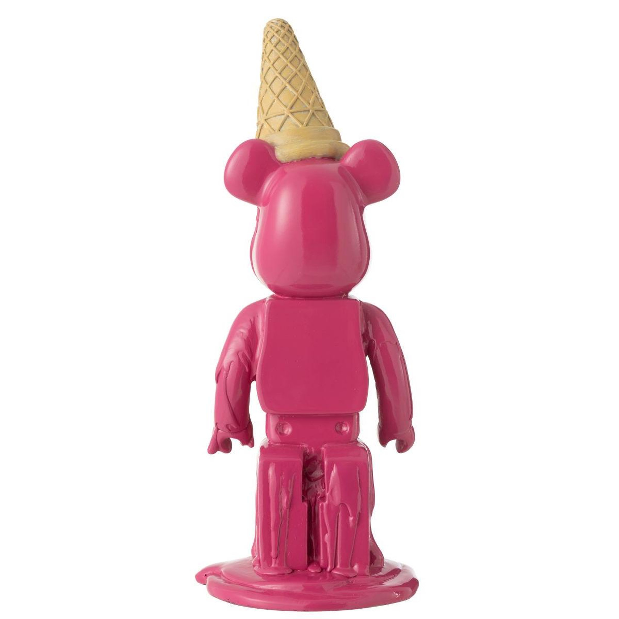 Voir la diapositive 2 : J-LINE Statuette déco ours  cornet glace  39cm fuchsia