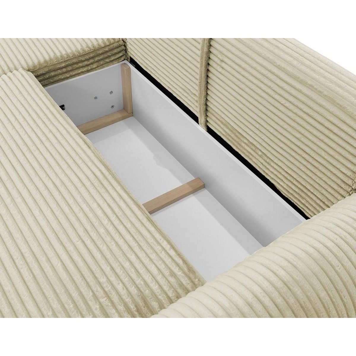 BEST MOBILIER Silvano - canapé d'angle gauche 4 places convertible avec coffre en velours côtelé grosses côtes