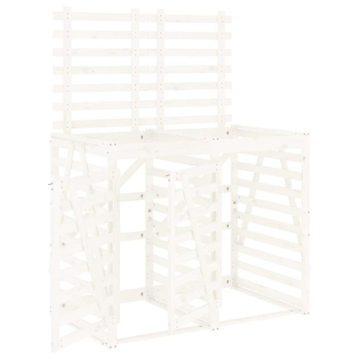 VIDAXL Abri pour poubelle double sur roulettes blanc bois pin