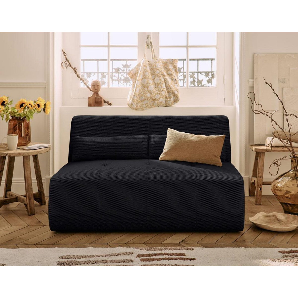 LISA DESIGN Onyx - canapé droit 2 places - en tissu mailles 3d