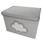 Monsieur Bébé Lot de 2 boites de rangement, coffre à jouets pour enfant avec couvercle - 50 x 35.5 x 35 cm - Gris Nuage