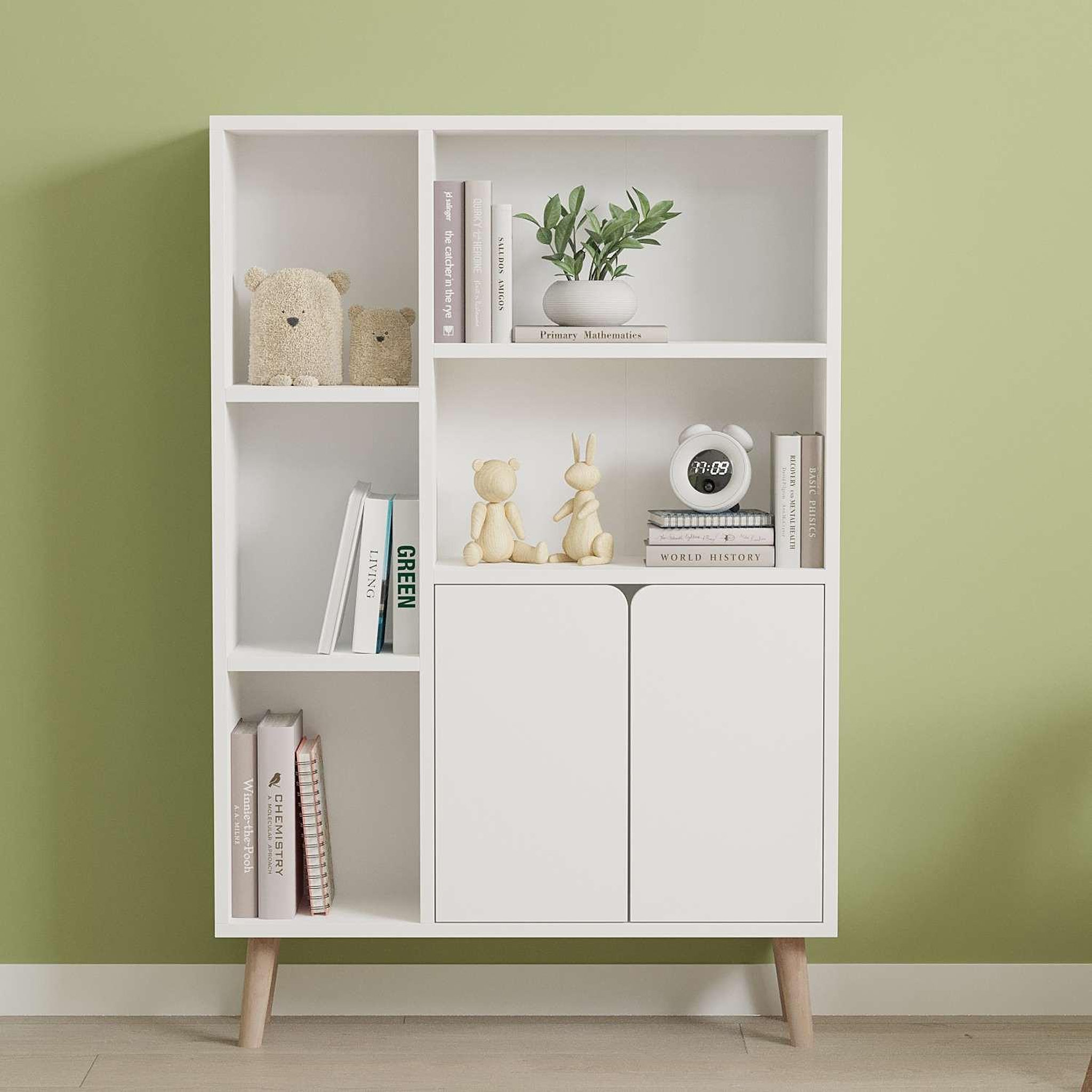 Voir la diapositive 3 : Habitat et Jardin Bibliothèque en bois  lumo  - 80 x 24 x 120 cm - blanc