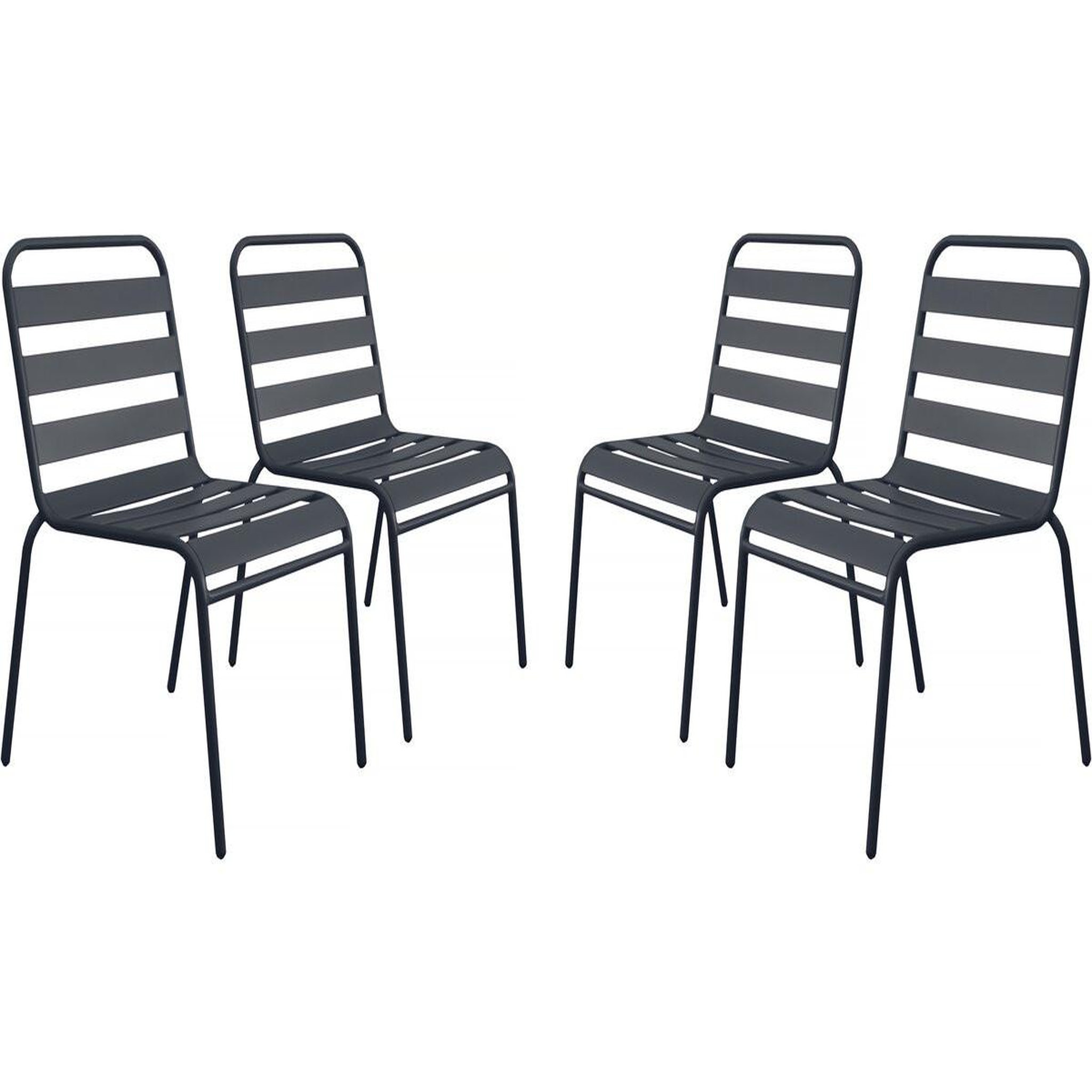 Habitat et Jardin Lot de 4 chaises de jardin en métal empilables  bilbao  - gris