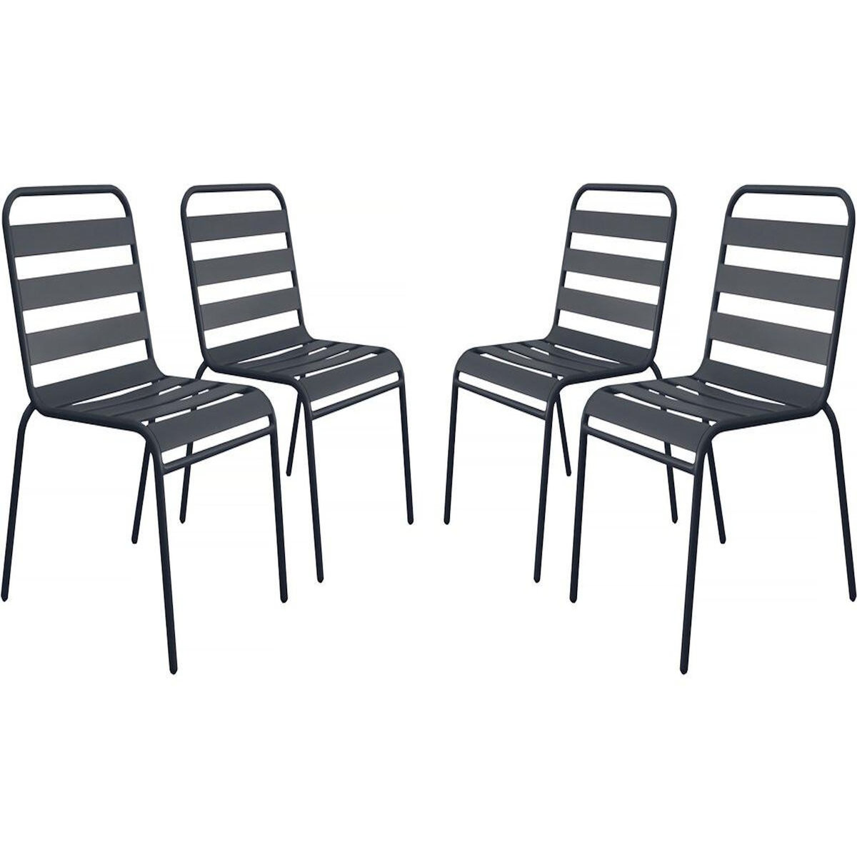 Habitat et Jardin Lot de 4 chaises de jardin en métal empilables  Bilbao  - Gris