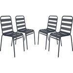 Habitat et Jardin Lot de 4 chaises de jardin en métal empilables  Bilbao  - Gris