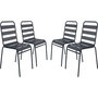 Voir la diapositive 1 : Habitat et Jardin Lot de 4 chaises de jardin en métal empilables  Bilbao  - Gris