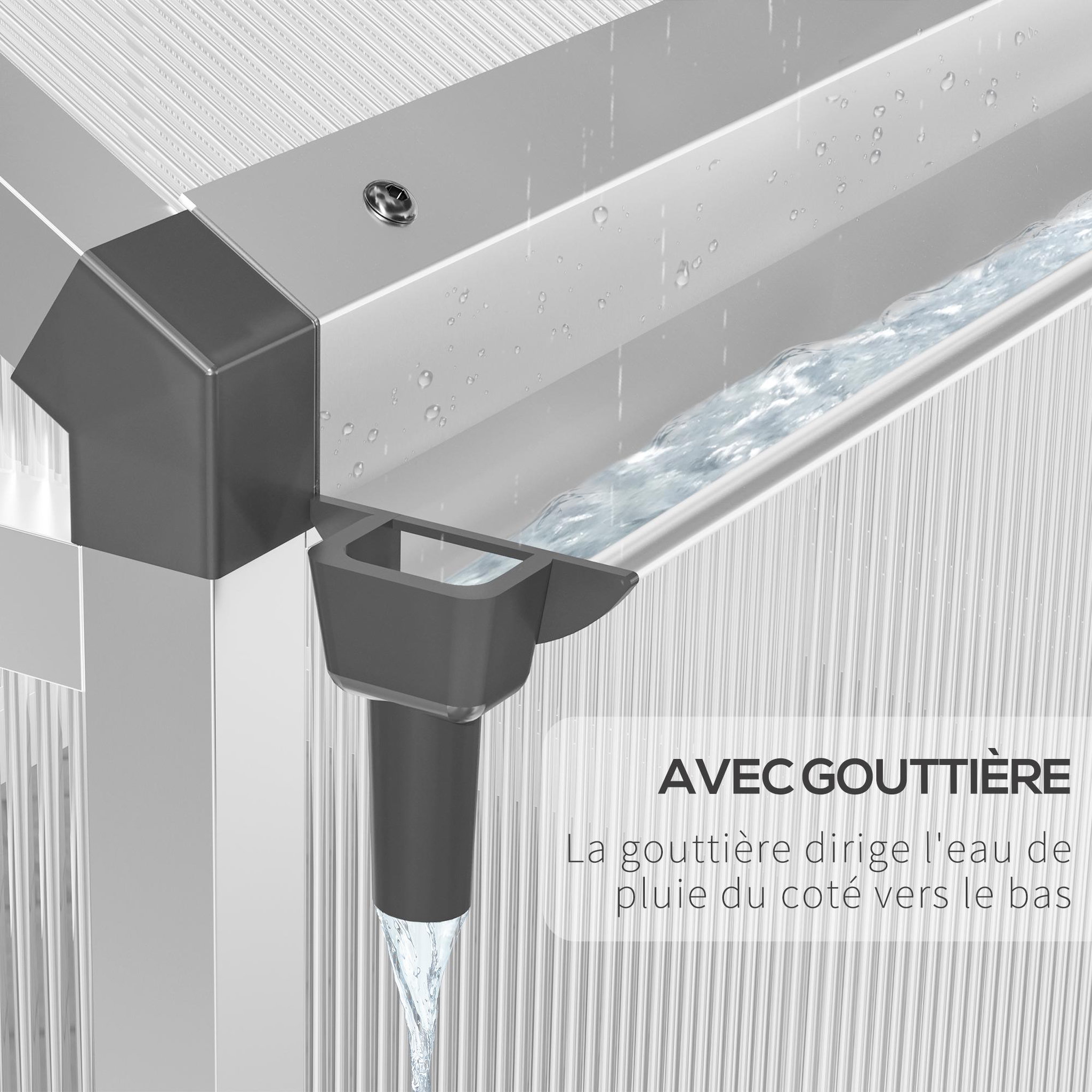 Voir la diapositive 6 : OUTSUNNY Serre de jardin aluminium polycarbonate 4,6 m² dim. 2,42L x 1,9l x 1,95H m fondation lucarne porte loquet