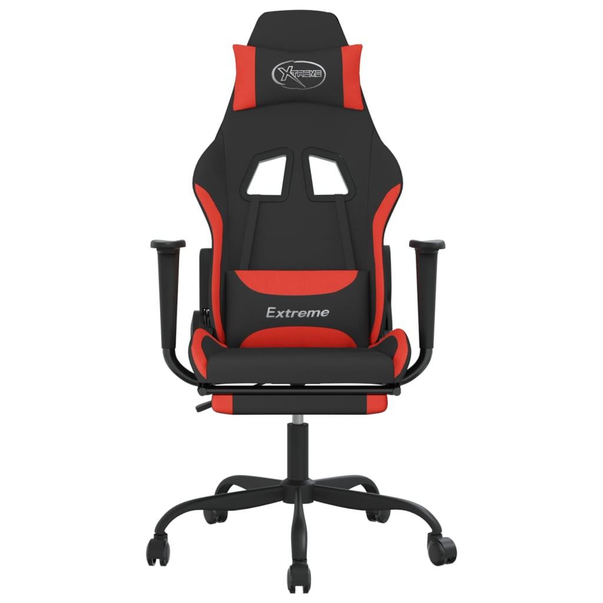 Voir la diapositive 3 : VIDAXL Chaise de jeu de massage avec repose-pied Noir et rouge Tissu