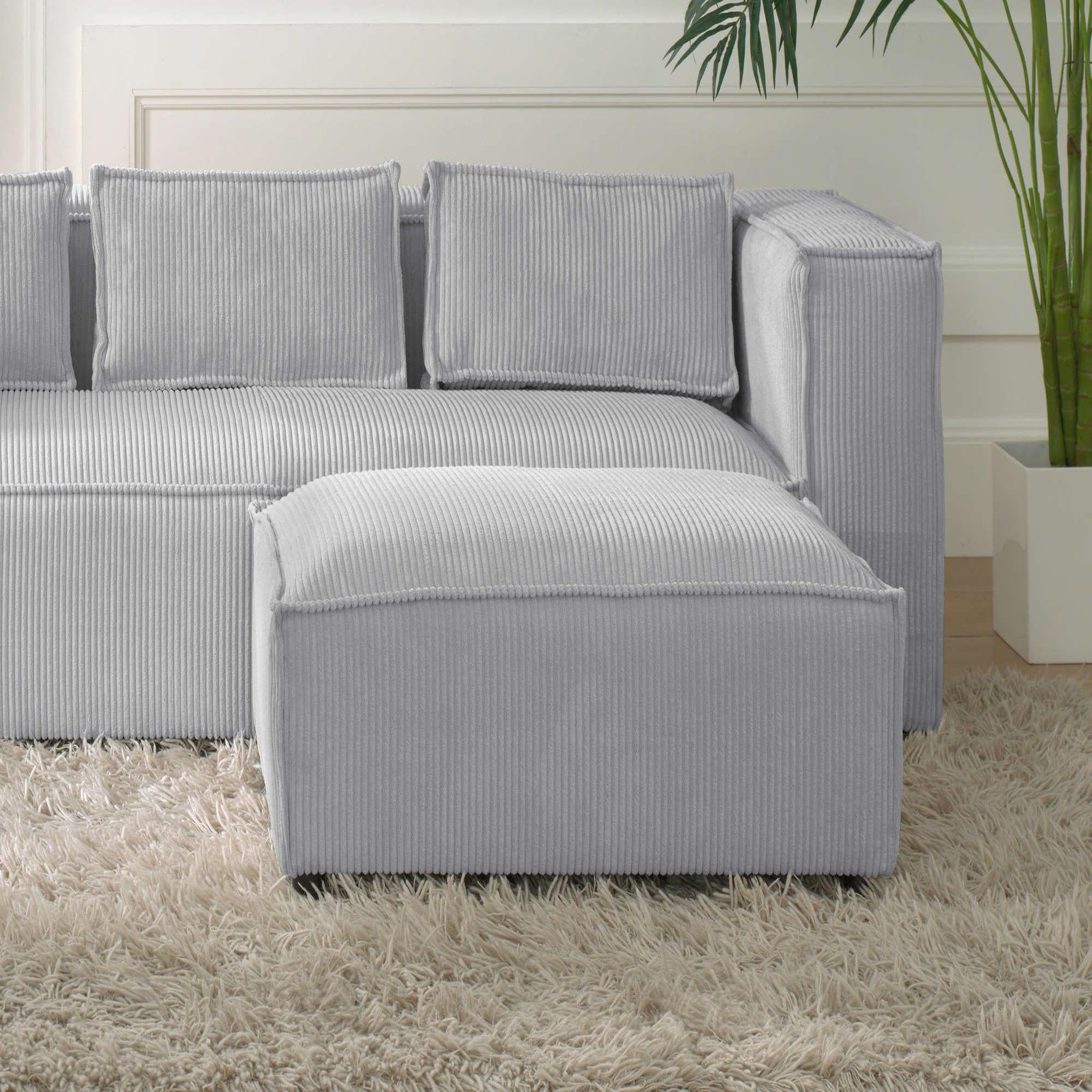 Voir la diapositive 2 : BEST MOBILIER Stella - pouf en velours côtelé - style contemporain