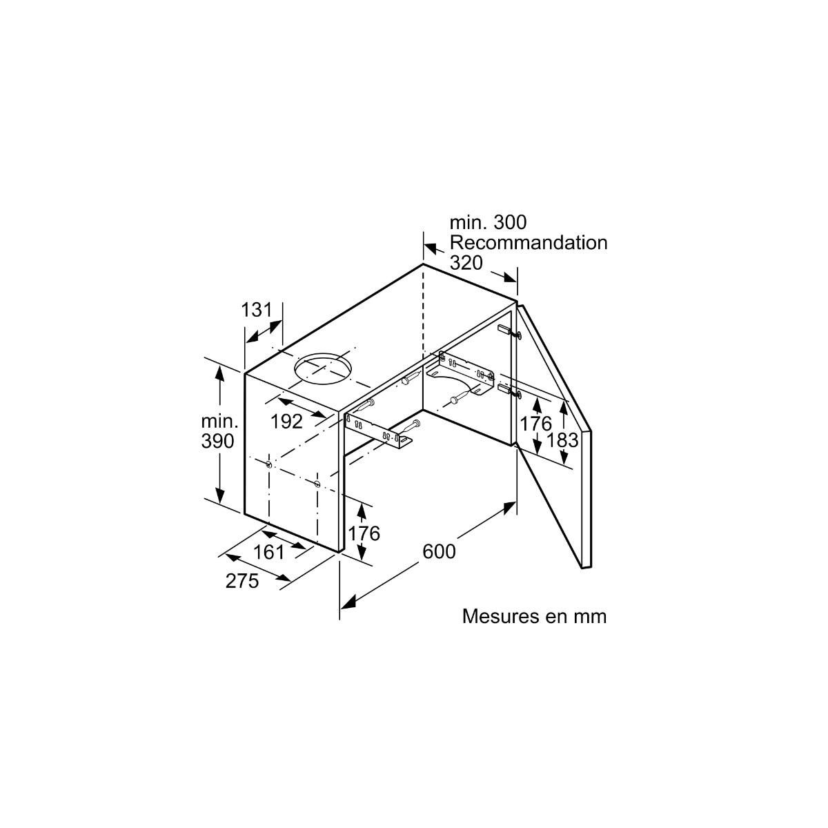 BOSCH Hotte téléscopique 60cm 388m3/h 67db silver - DFM064W54F
