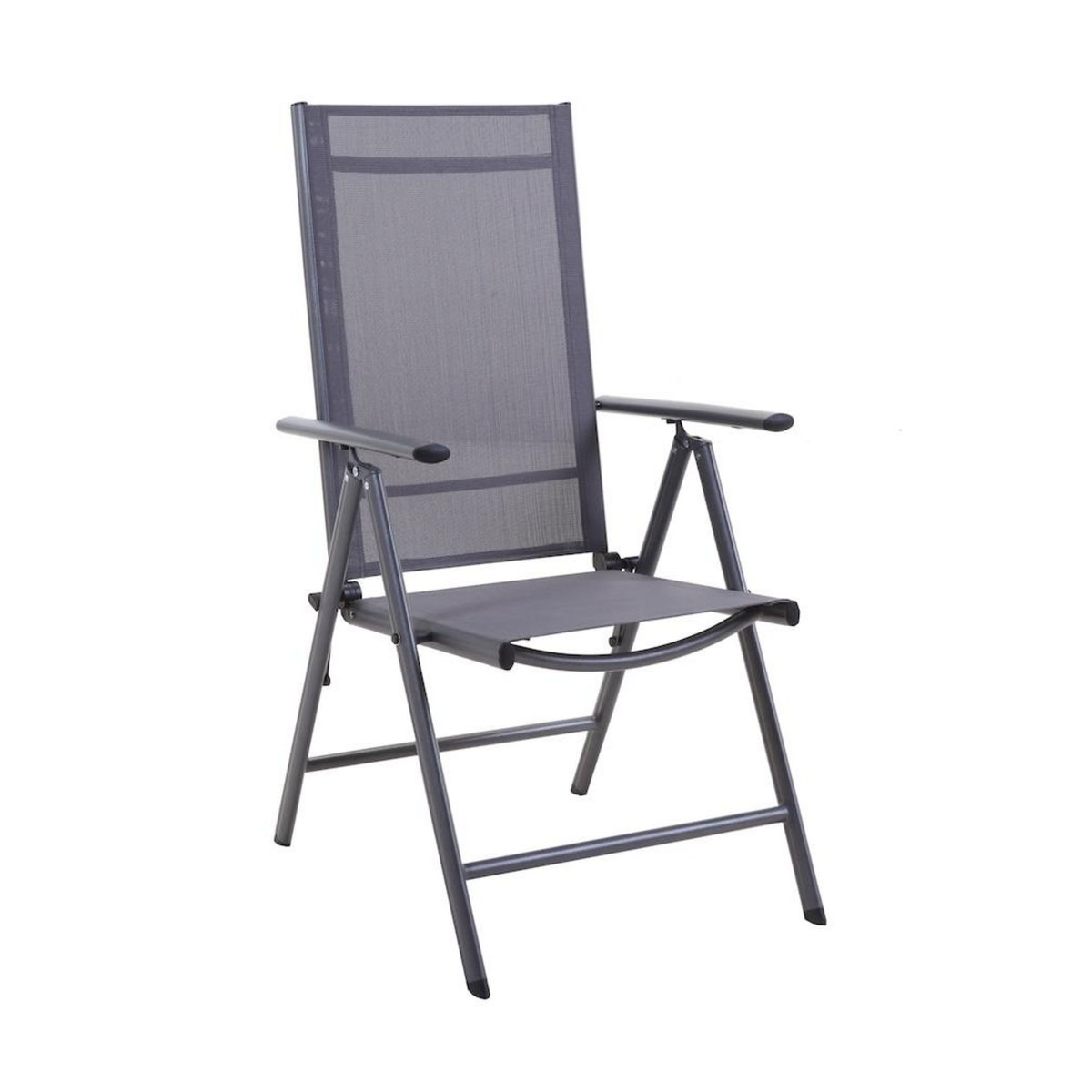 Proloisirs Fauteuil multiposition - AVILA - Aluminium époxy graphite - Toile TPEP grise - Pliant