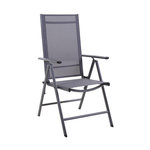 Proloisirs Fauteuil multiposition - AVILA - Aluminium époxy graphite - Toile TPEP grise - Pliant