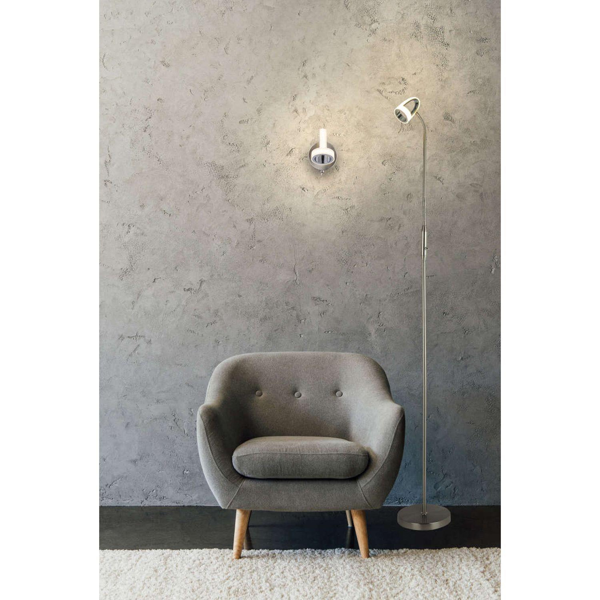 Voir la diapositive 2 : GLOBO Lampadaire led design rodrik - h. 162 cm - argent mat
