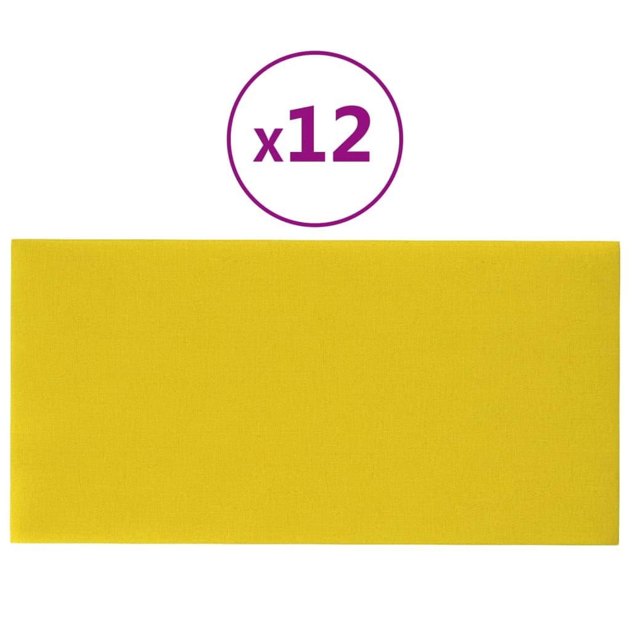 Voir la diapositive 2 : VIDAXL Panneaux muraux 12 pcs Jaune clair 60x30 cm Tissu 2,16 m^2