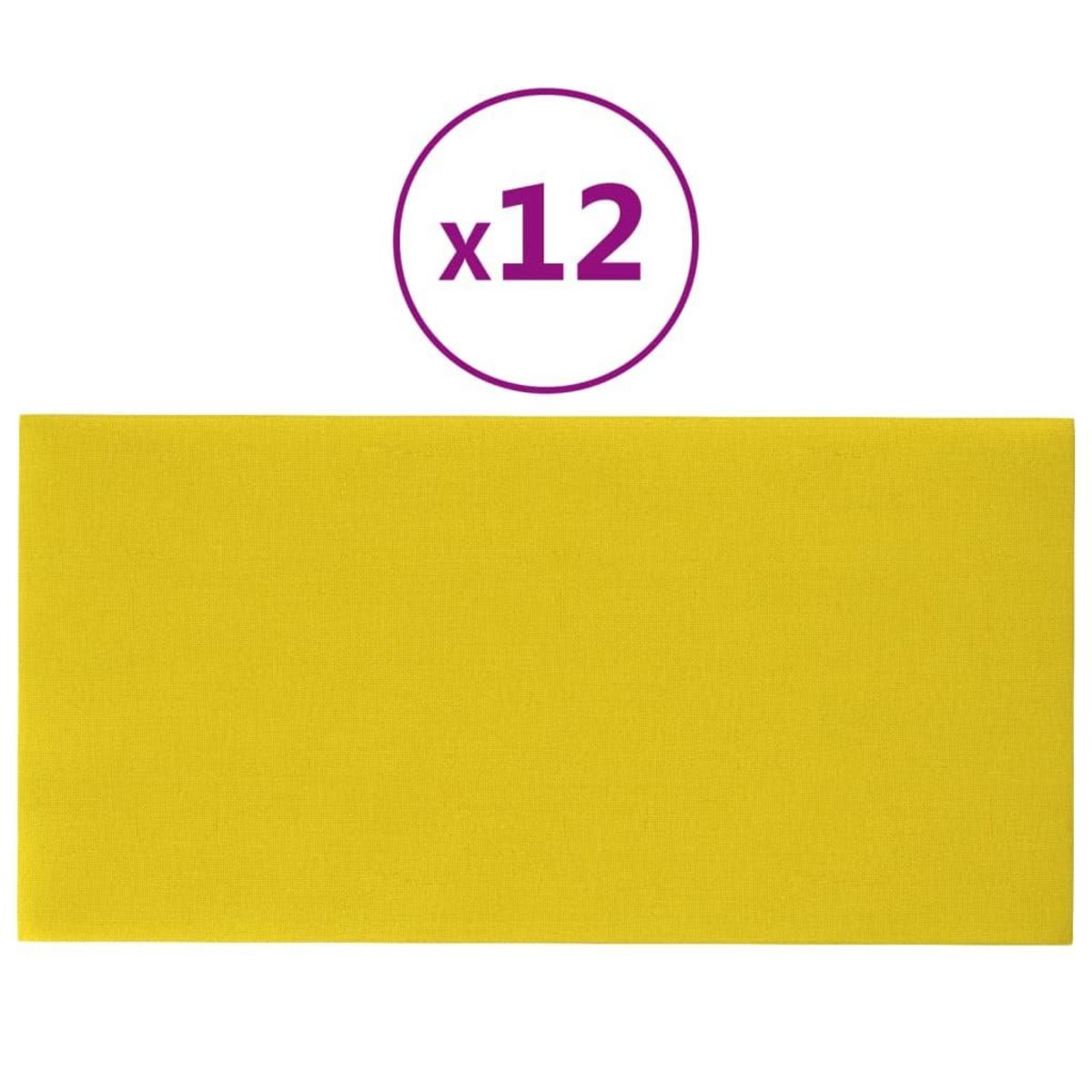 VIDAXL Panneaux muraux 12 pcs Jaune clair 60x30 cm Tissu 2,16 m^2