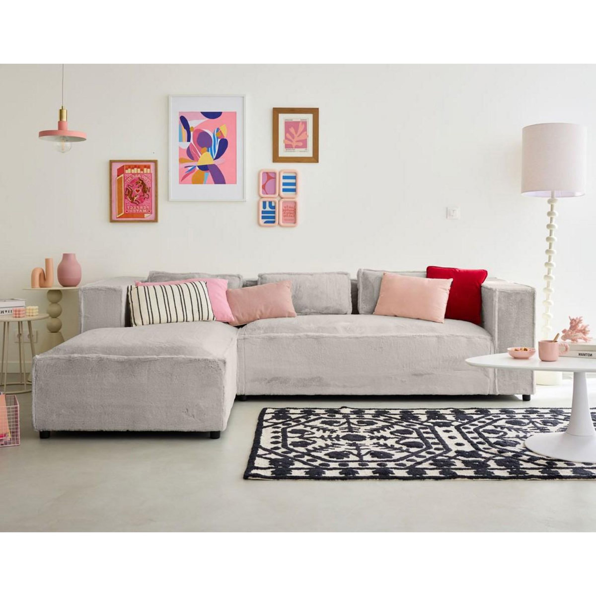 LISA DESIGN Stella - canapé d'angle gauche - 4 places - en fausse fourrure