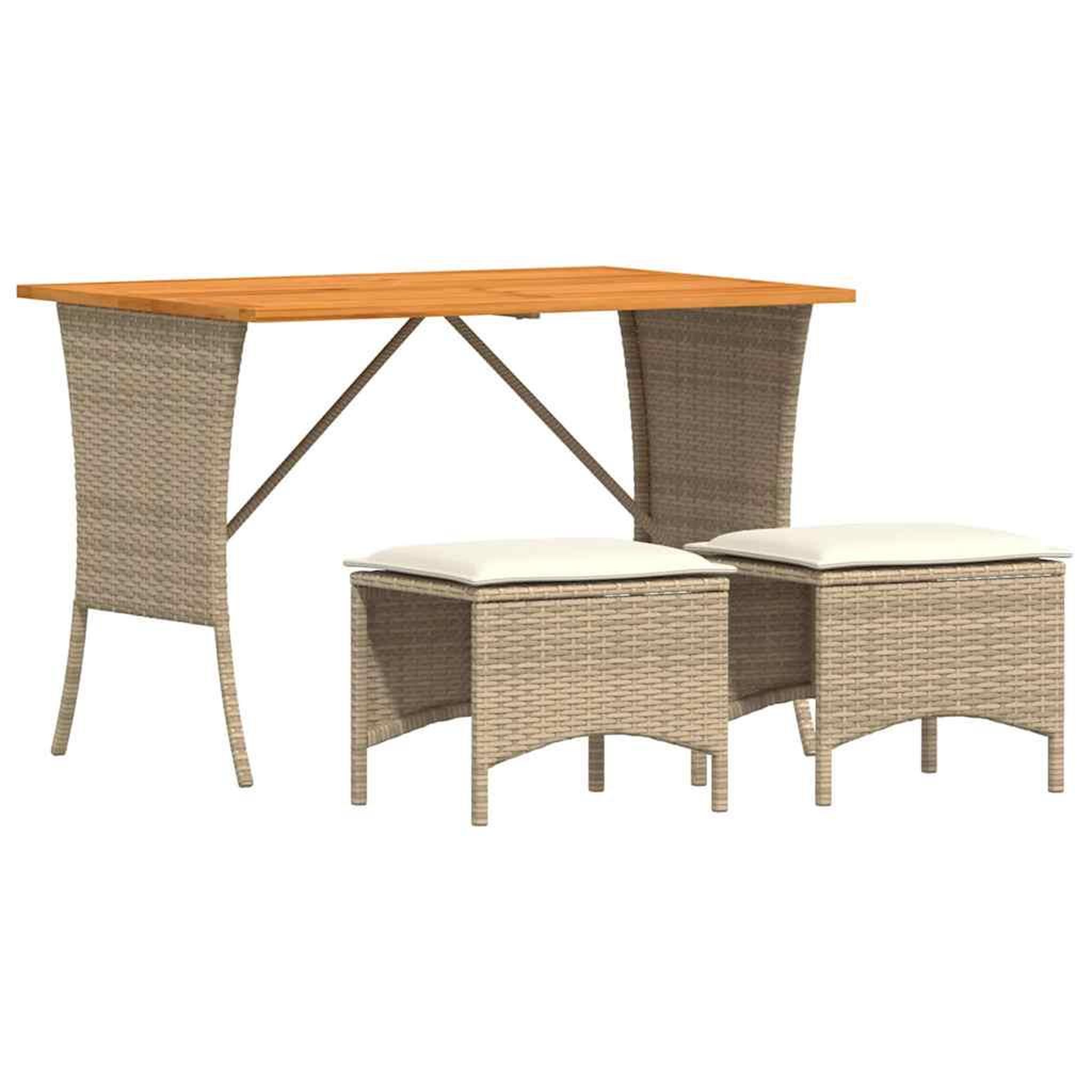 Voir la diapositive 2 : VIDAXL Ensemble a manger de jardin et coussins 3 pcs Beige poly rotin