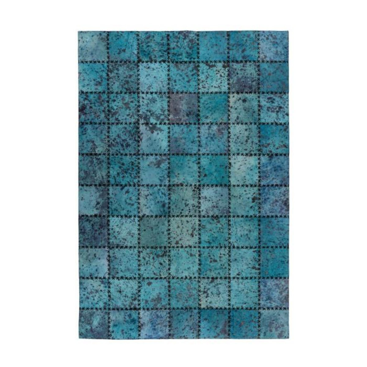 Paris Prix Tapis Patchwork en Cuir Fait Main  Voila  Turquoise