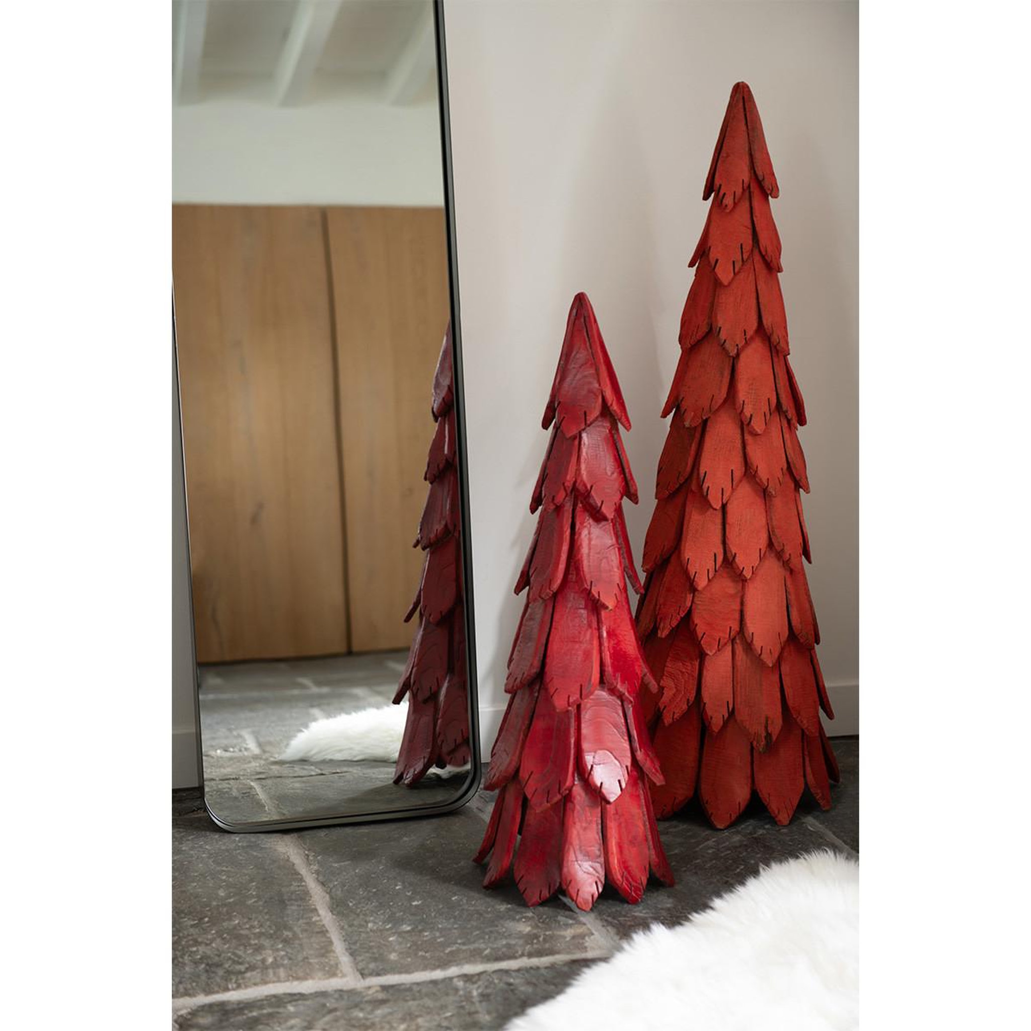 Voir la diapositive 5 : J-LINE Sapin de noël en bois  pieces  120cm rouge
