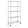 Voir la diapositive 6 : VIDAXL Etagere de rangement 5 niveaux roues 75x35x155 cm Chrome 250 kg