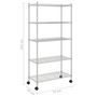 Voir la diapositive 6 : VIDAXL Etagere de rangement 5 niveaux roues 75x35x155 cm Chrome 250 kg