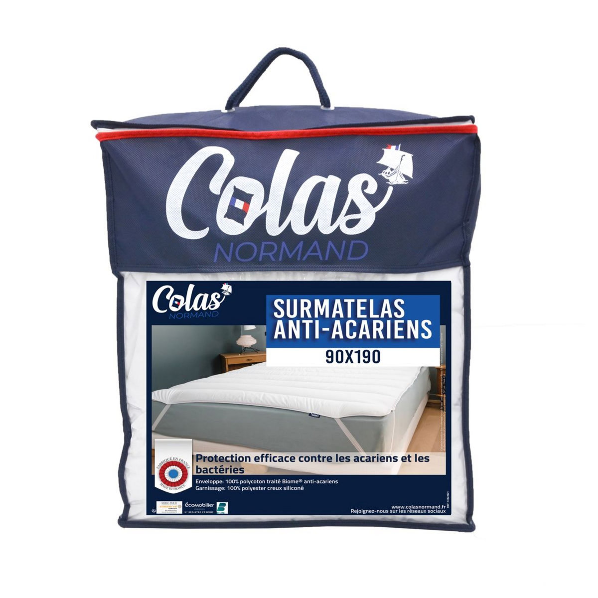 COLAS NORMAND Surmatelas en polycoton anti acariens 500 g/m²