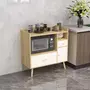 HOMCOM Meuble de rangement buffet de cuisine pour micro-ondes avec placards tiroir 85 x 40 x 88,5 cm naturel et blanc
