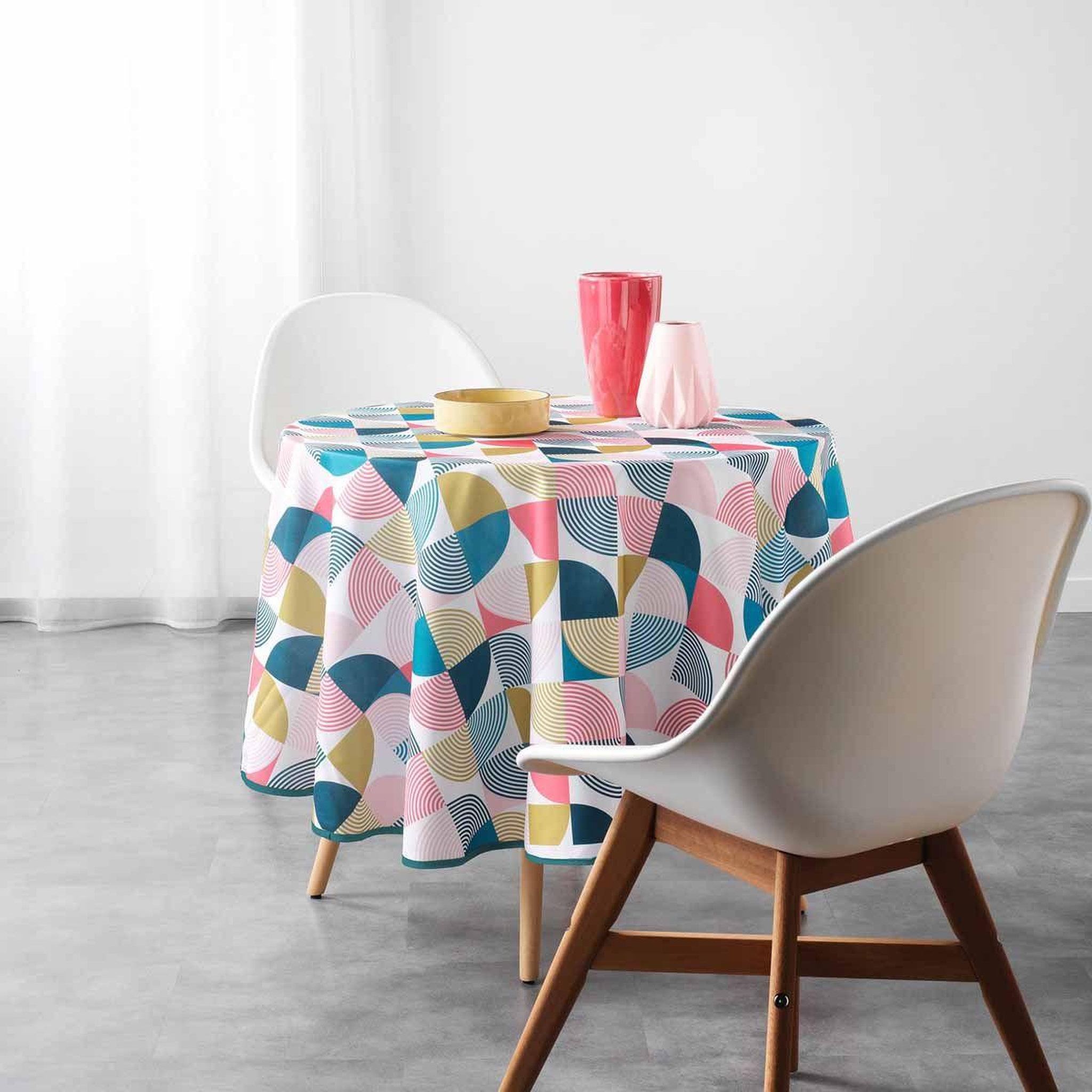 Voir la diapositive 2 : Douceur d'Intérieur Nappe ronde antitache  rythmo  180cm multicolore