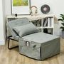 Voir la diapositive 4 : HOMCOM Fauteuil chaise longue lit pouf 4 en 1 dossier inclinable 5 niveaux repose-pied rabattable châssis acier noir tissu gris