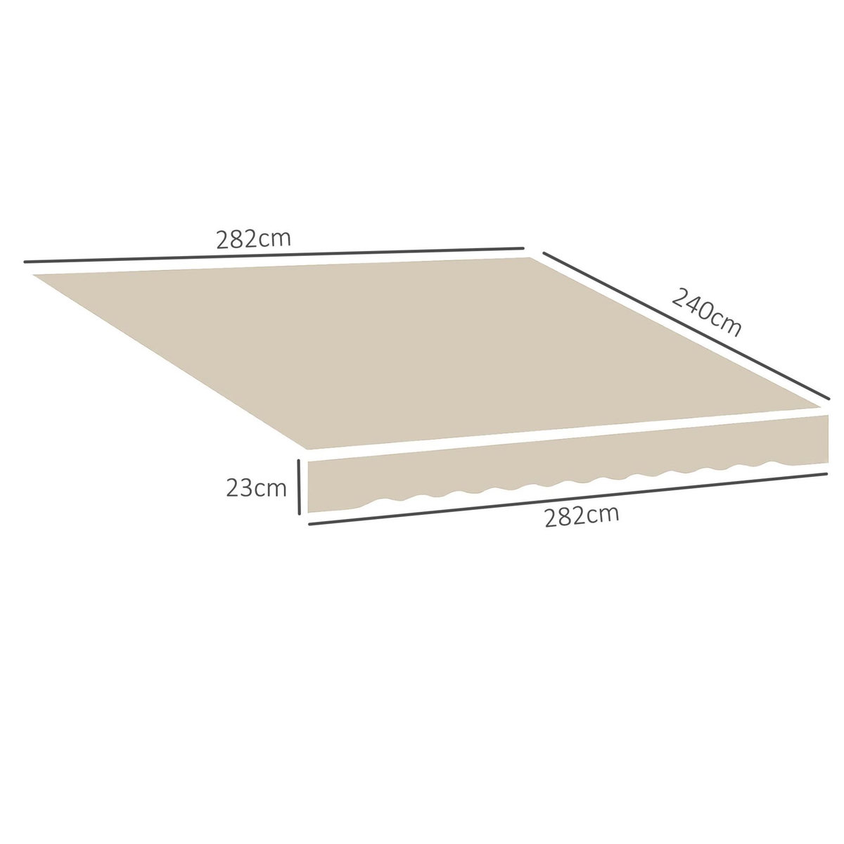 OUTSUNNY Toile de rechange store banne - lambrequin vagues douces - polyester haute densité 280 g/m² anti-UV dim. 2,82L x 2,4l (avancée) m beige