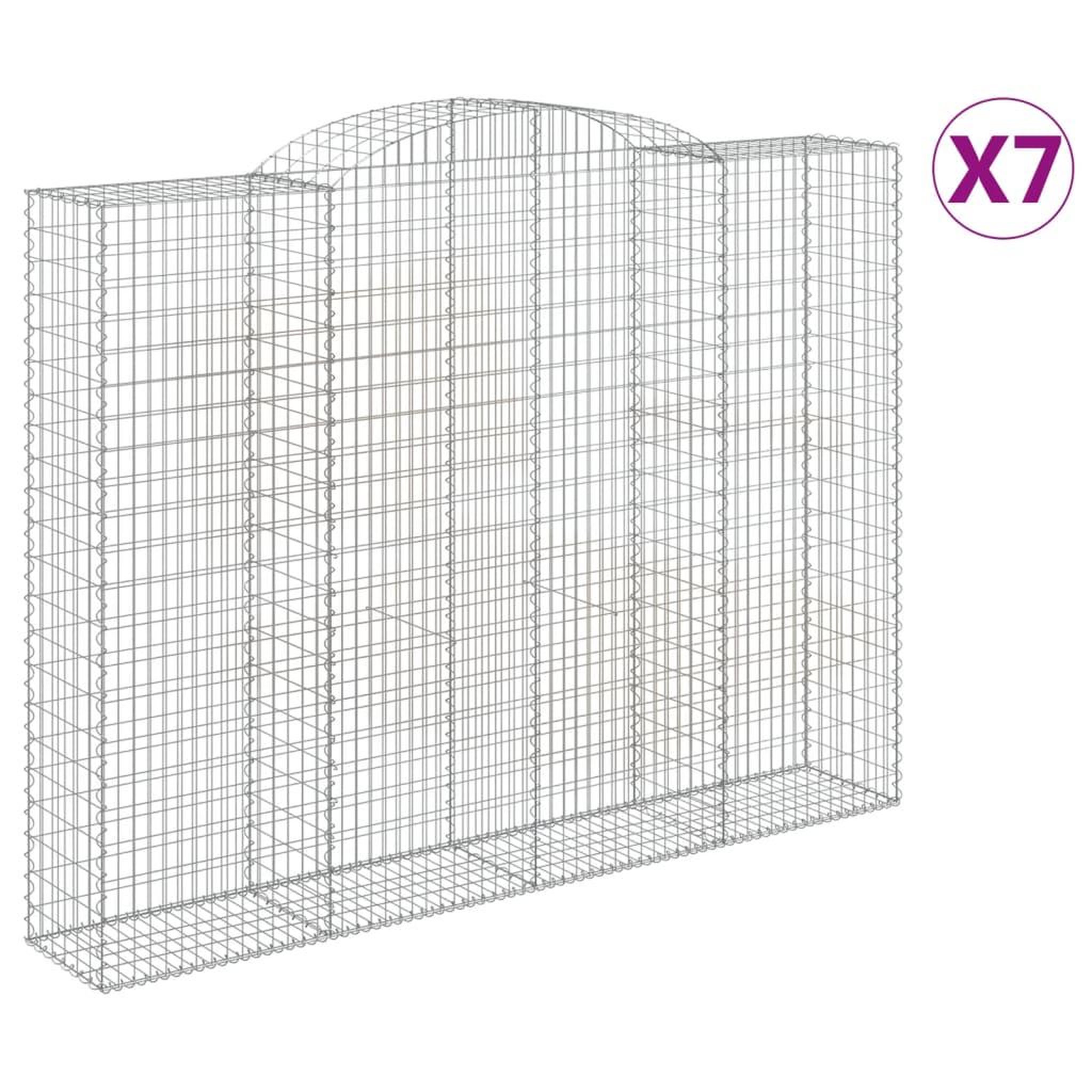 Voir la diapositive 2 : VIDAXL Paniers a gabions arques 7 pcs 300x50x220/240 cm fer galvanise