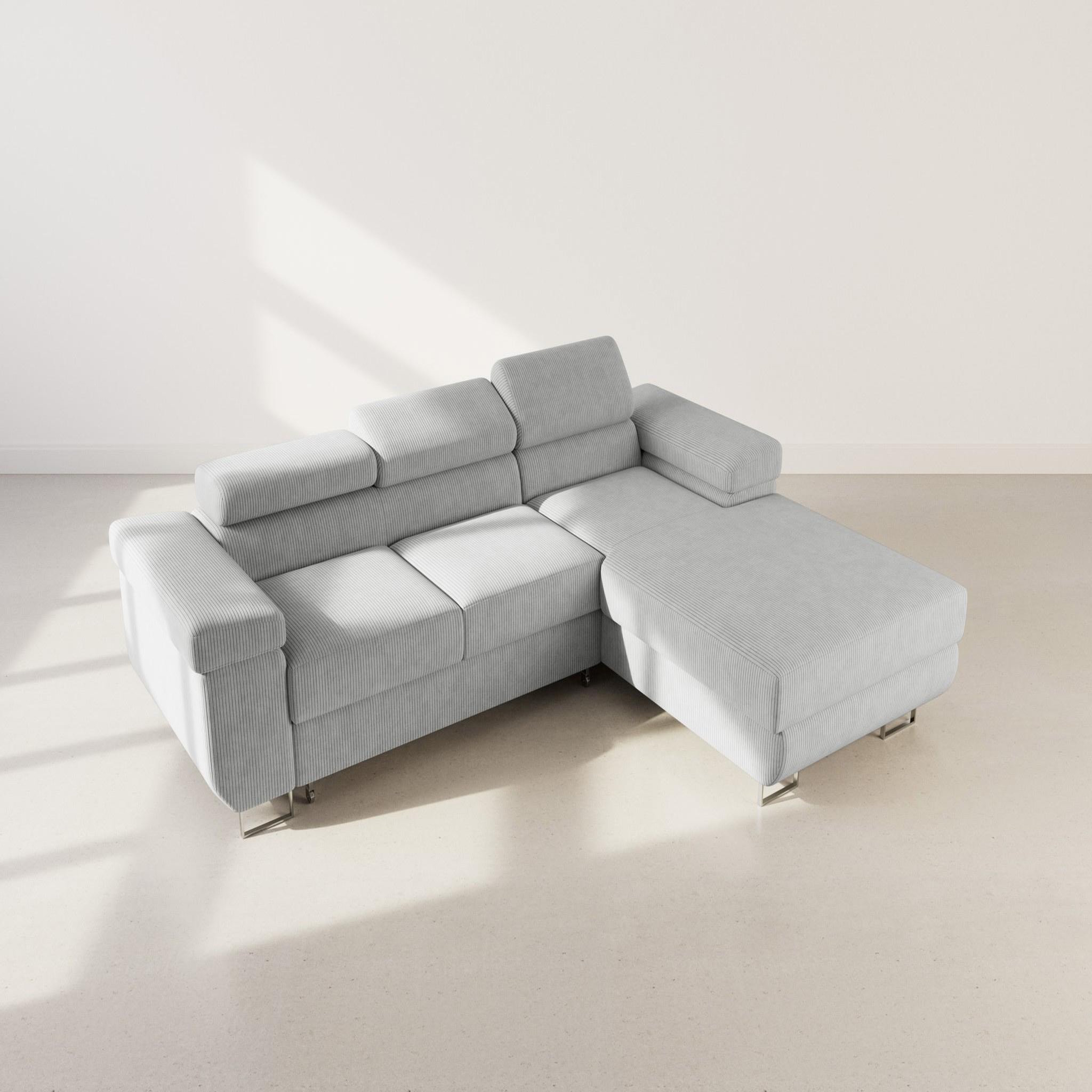 Voir la diapositive 6 : BEST MOBILIER Pablo - canapé d'angle droit - 6 places - convertible avec coffre et têtières réglables - en velours côtelé