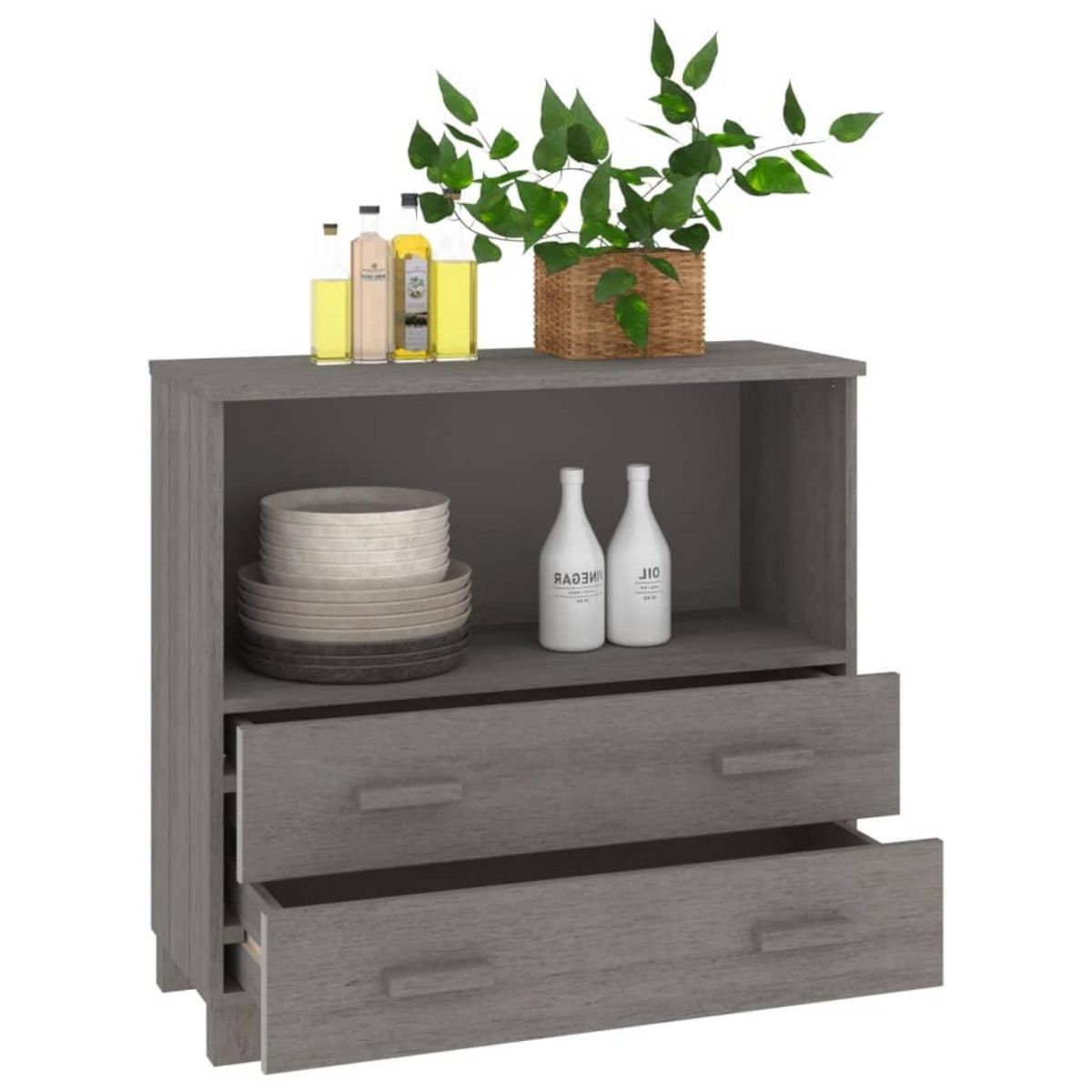 VIDAXL Buffet HAMAR Gris clair 85x35x80 cm Bois massif de pin
