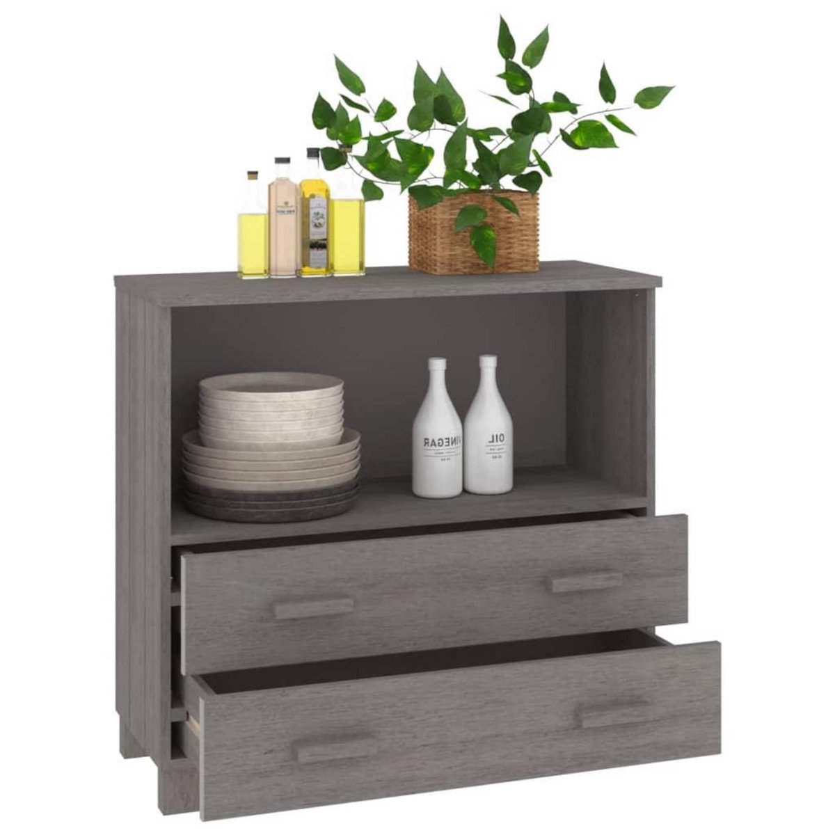 VIDAXL Buffet HAMAR Gris clair 85x35x80 cm Bois massif de pin