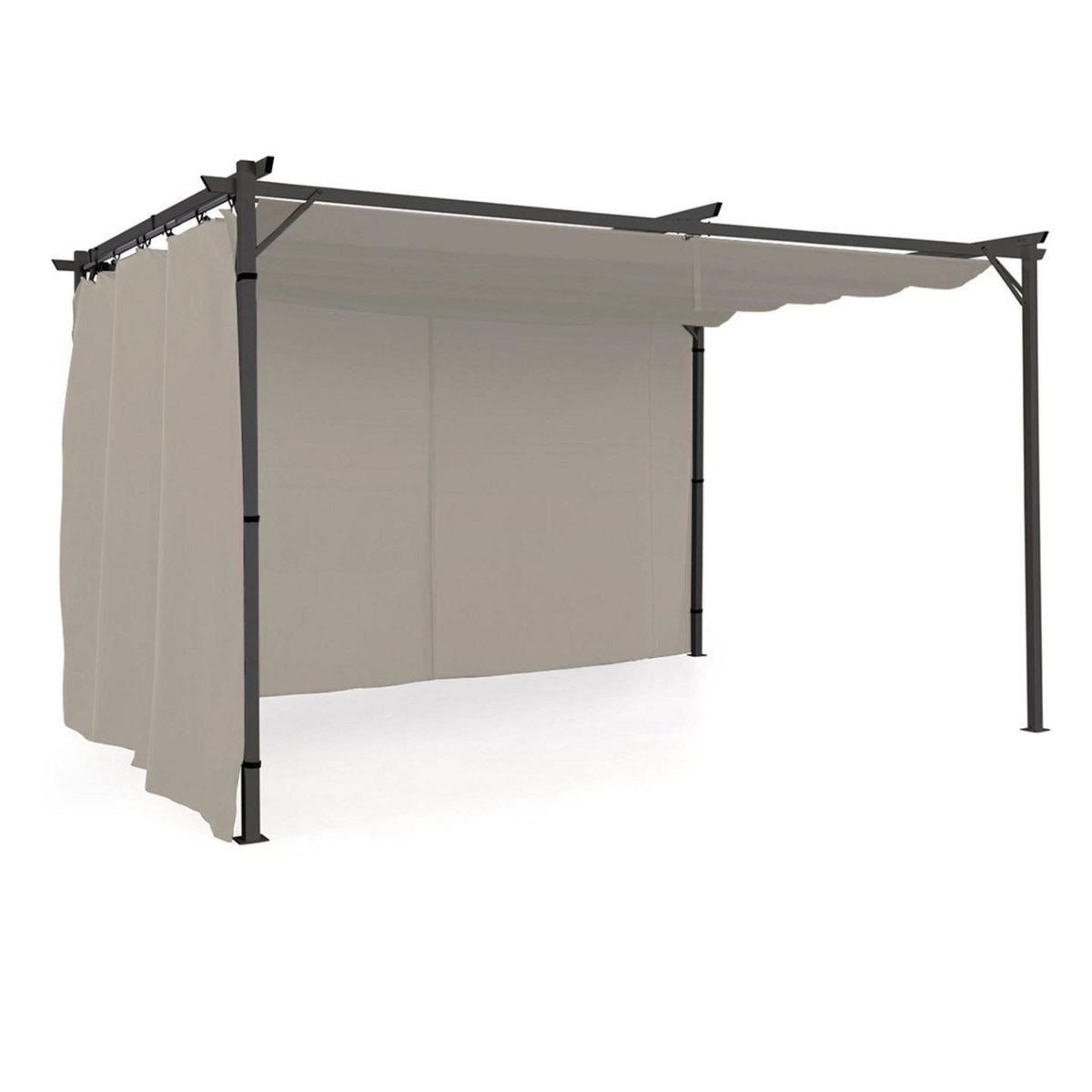 ID MARKET Lot de 2 rideaux pour pergola taupe 3 et 4 M panneaux muraux avec fermeture éclair