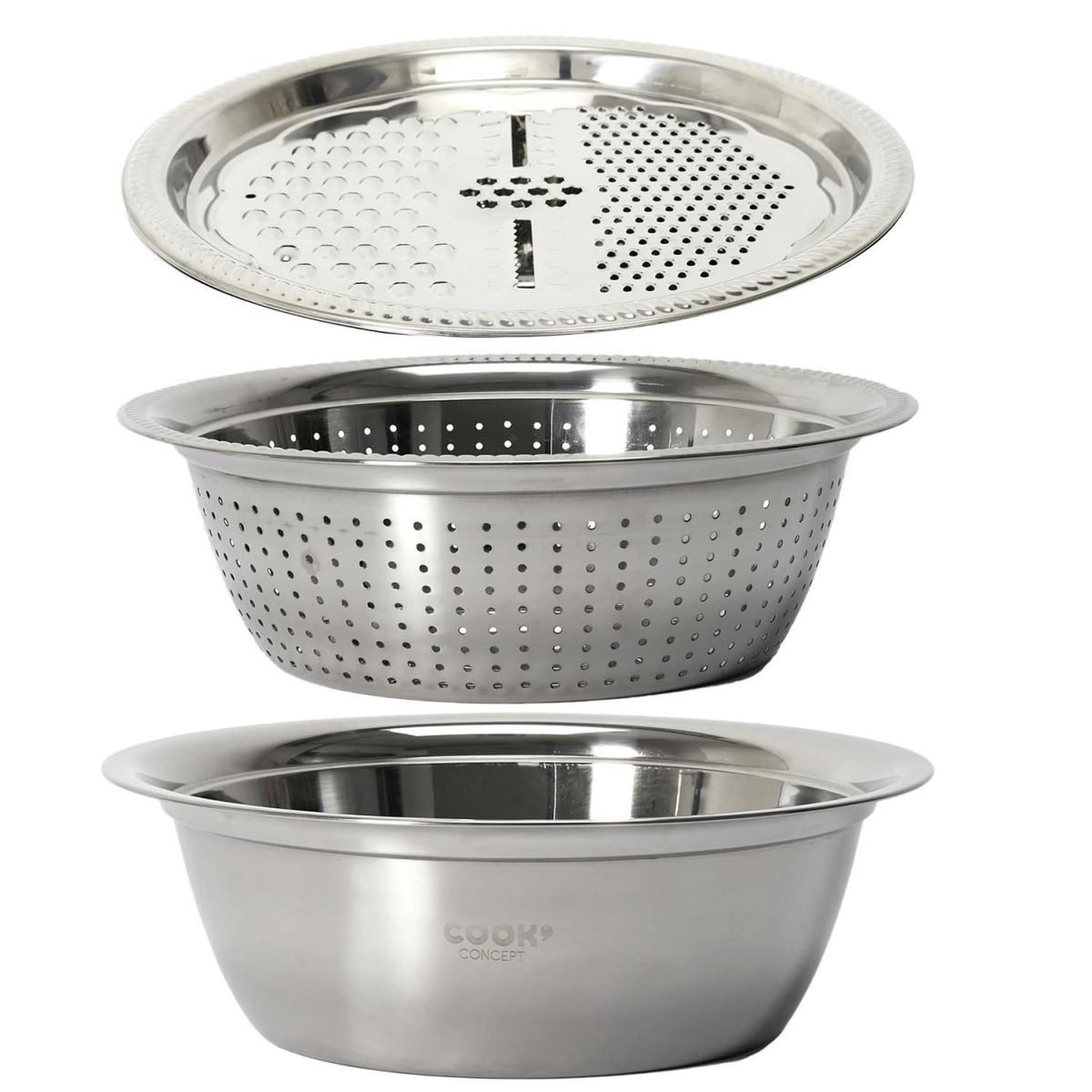 Voir la diapositive 1 : COOK CONCEPT Bol mélangeur  passoire & râpe  3,6l argent