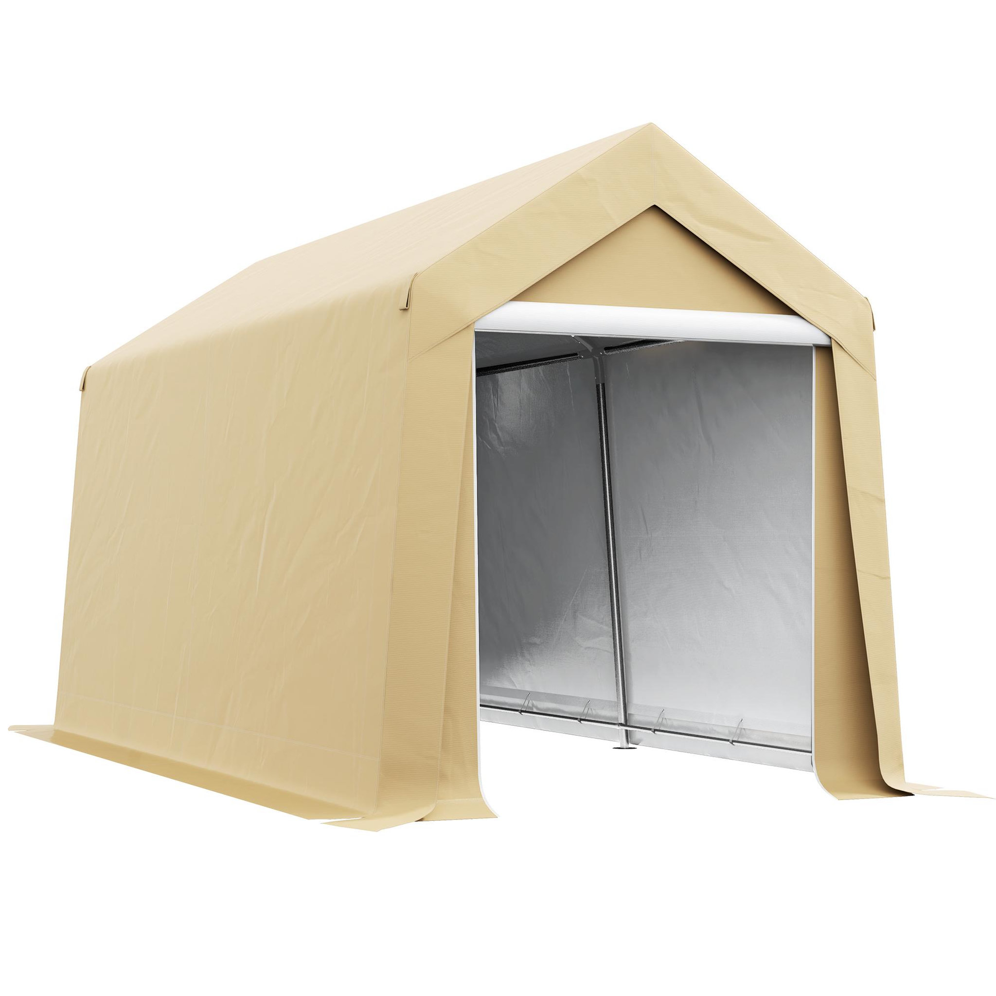 OUTSUNNY Abri de jardin - abri vélo - tente de stockage dim. 2 x 3,6 m - acier galvanisé PE imperméable anti-UV beige
