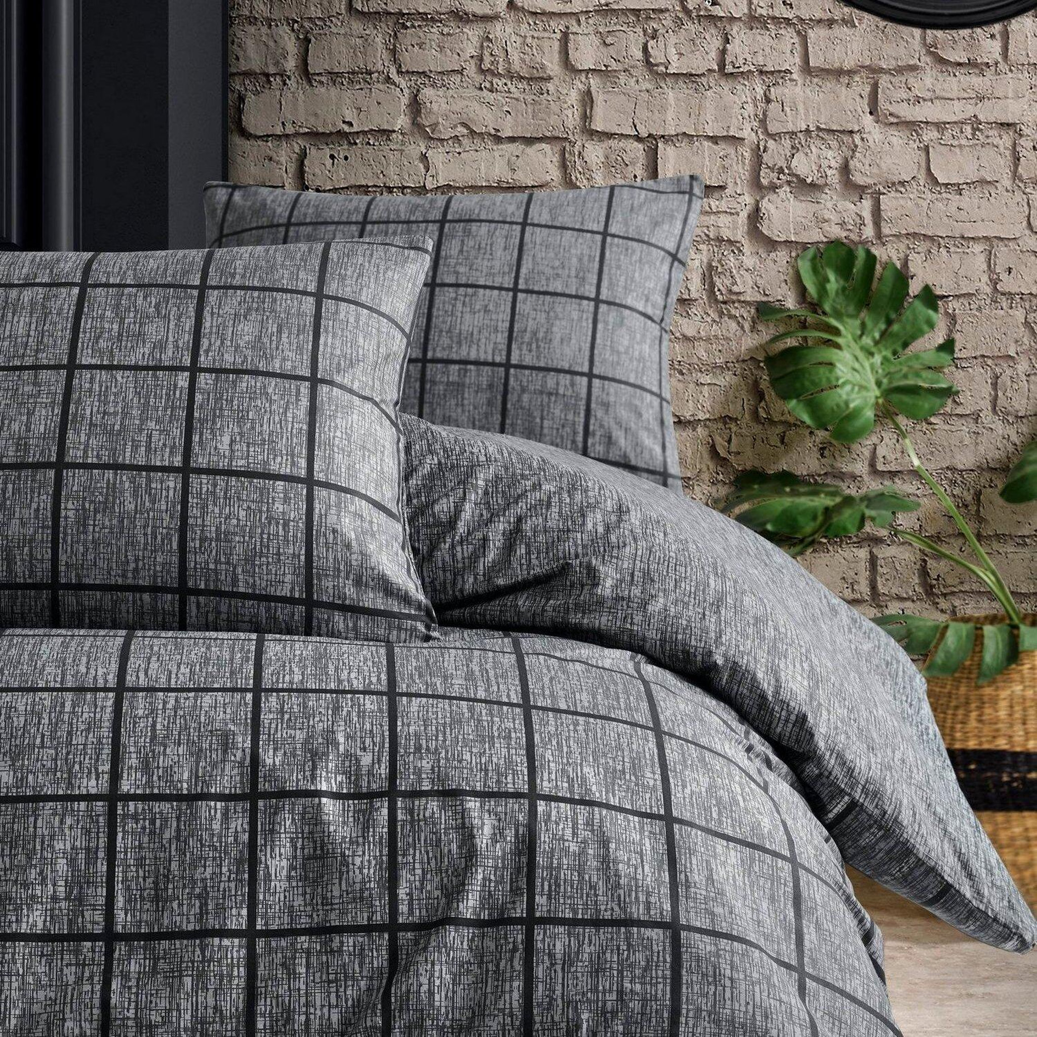 Voir la diapositive 4 : Home collection Parure housse de couette avec taie(s) 100 % coton Kare