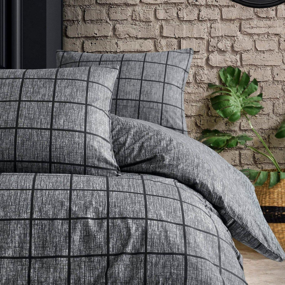 Home collection Parure housse de couette avec taie(s) 100 % coton Kare