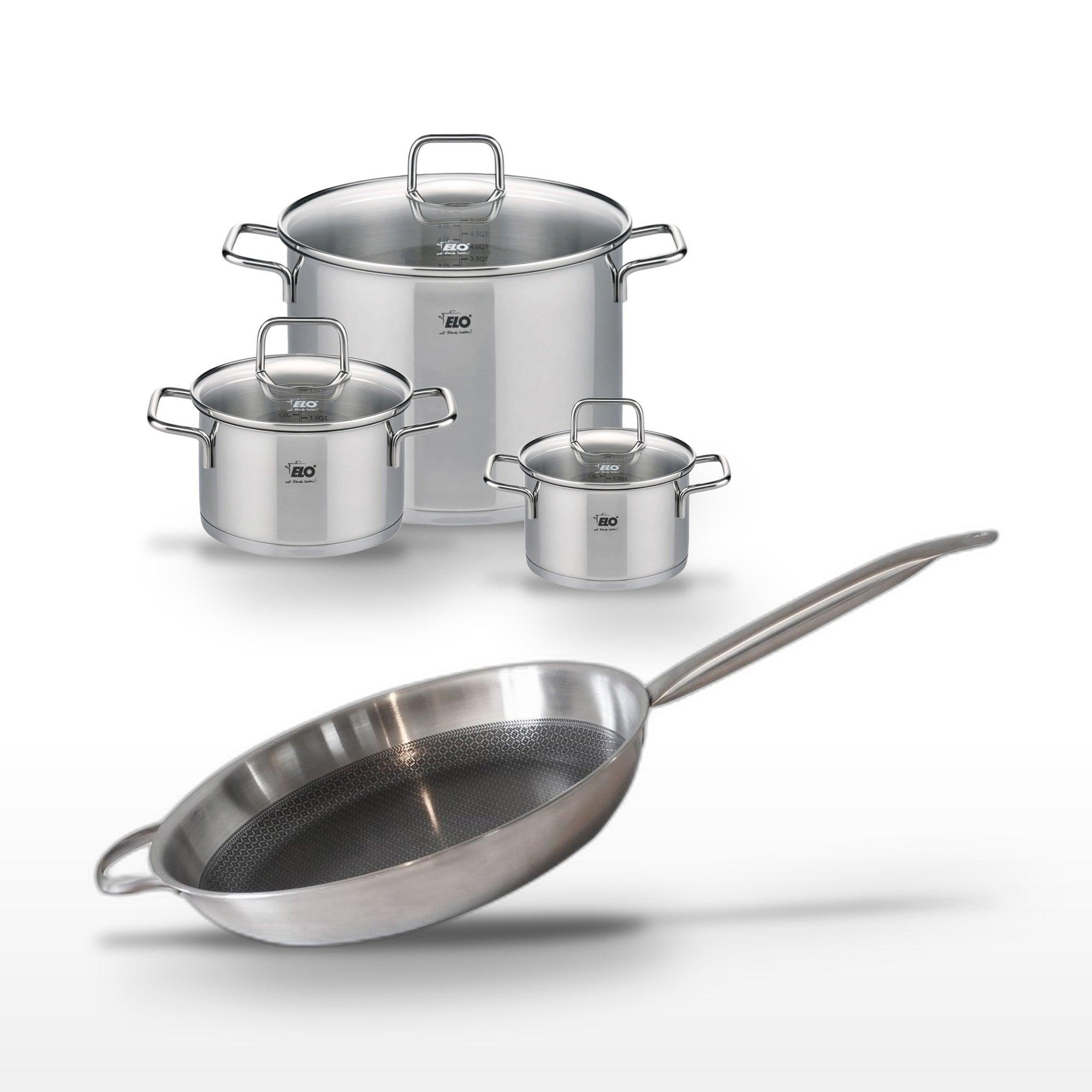 ELO Lot 3 faitouts elo relief solution 16/20/26 cm et poêle 32 cm