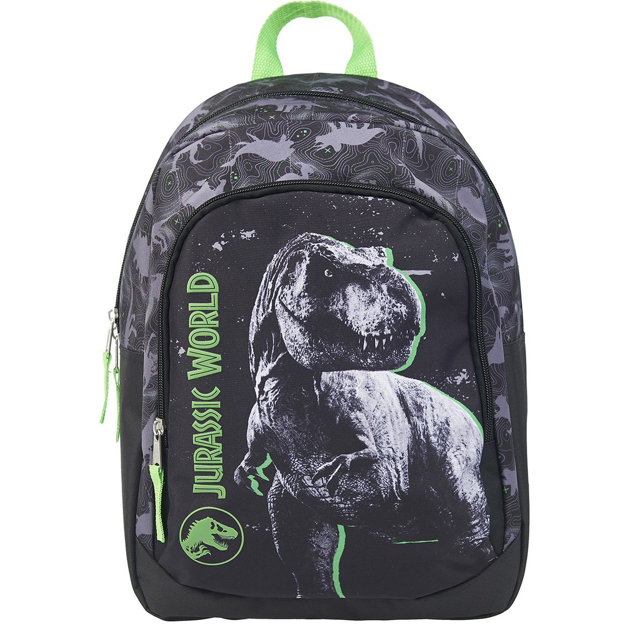 Voir la diapositive 1 : Sac à dos 2 compartiments noir et vert JURASSIC WORLD