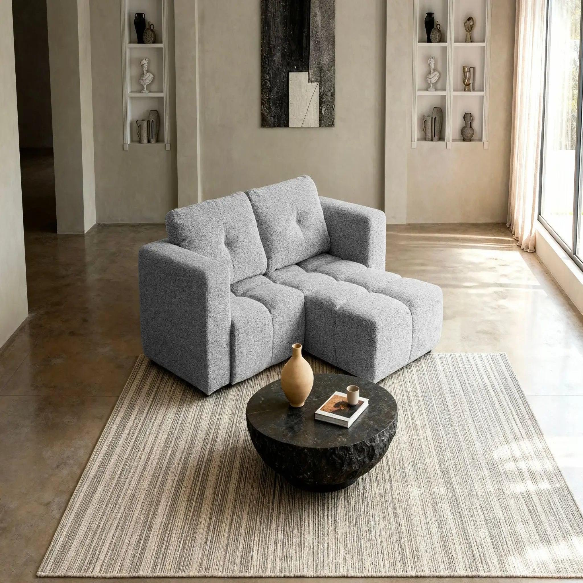 Voir la diapositive 6 : CASANOVA PARIS Romy mini - canapé d'angle convertible tissu chenille 2 places