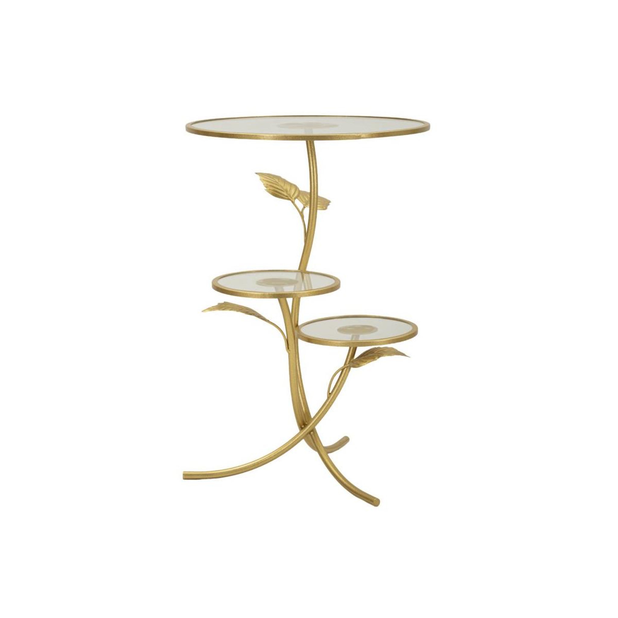 Voir la diapositive 2 : Paris Prix Table d'Appoint 3 Niveaux  Leaf  69cm Or