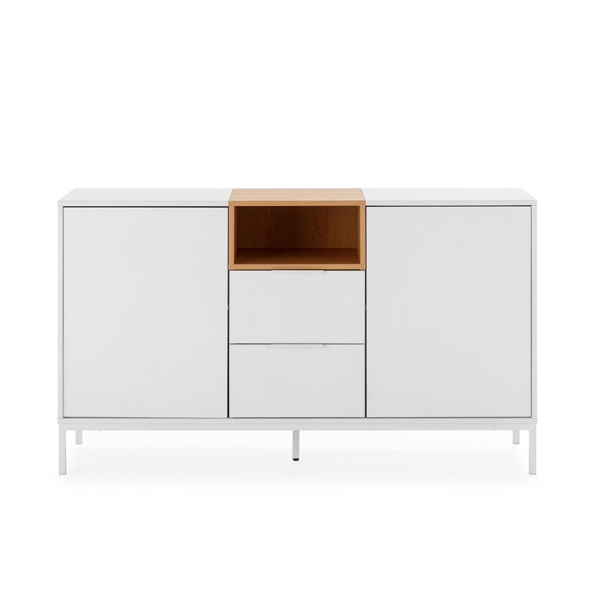 VS VENTA-STOCK Buffet Nieve 2 portes 2 tiroirs couleur Blanc