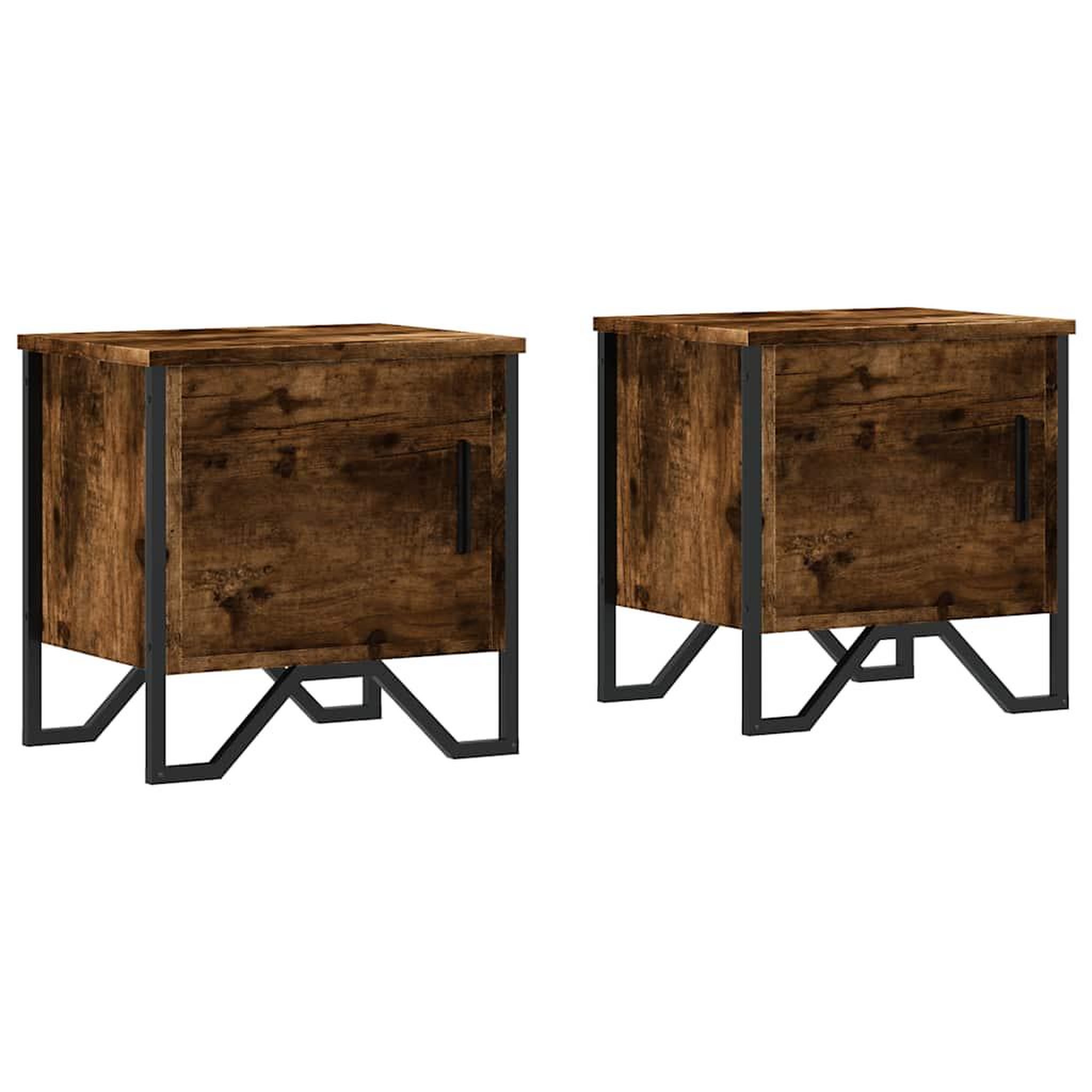 Voir la diapositive 2 : VIDAXL Tables de chevet 2 pcs chene fume 40x30x40 cm bois d'ingenierie