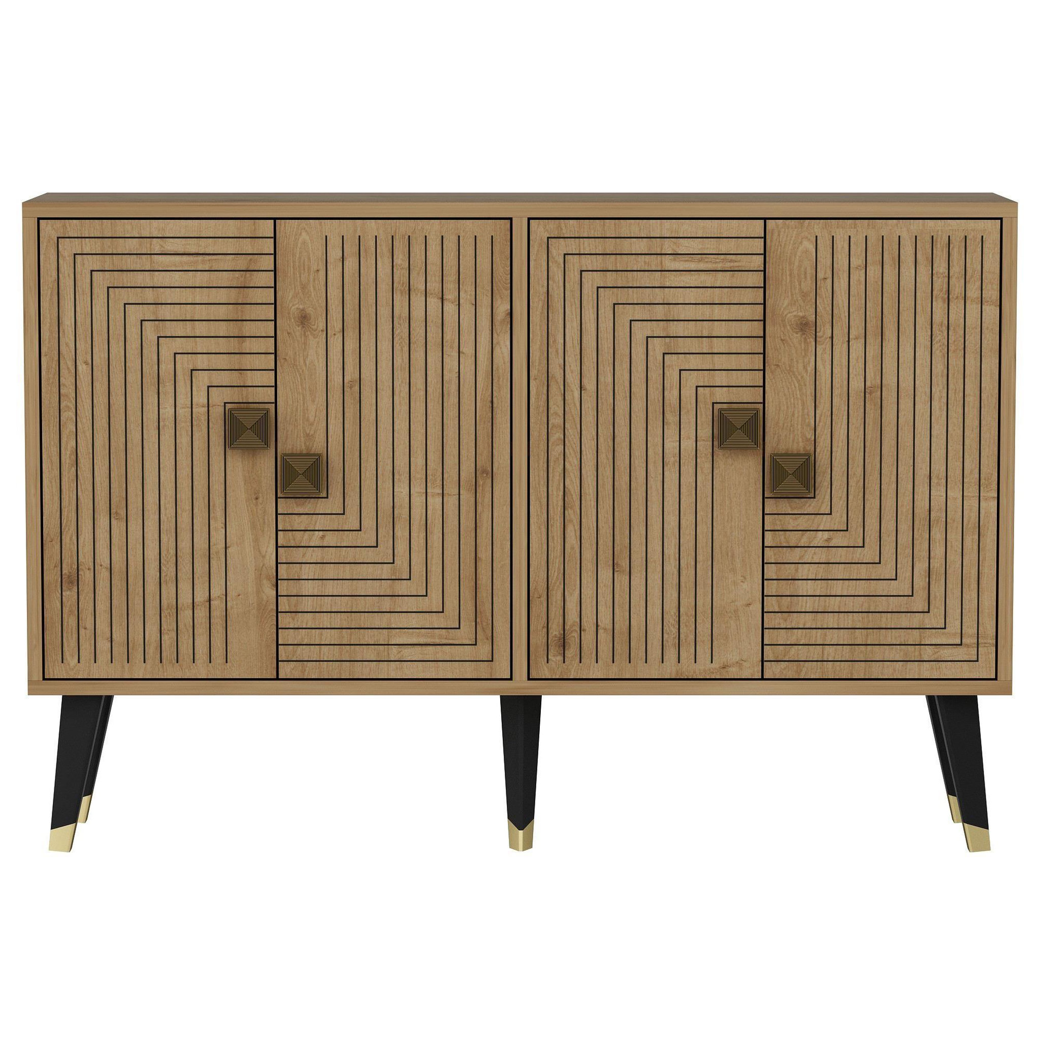 Habitat et Jardin Buffet en bois  ahart  - 120 x 30 x 80 cm - chêne saphir or