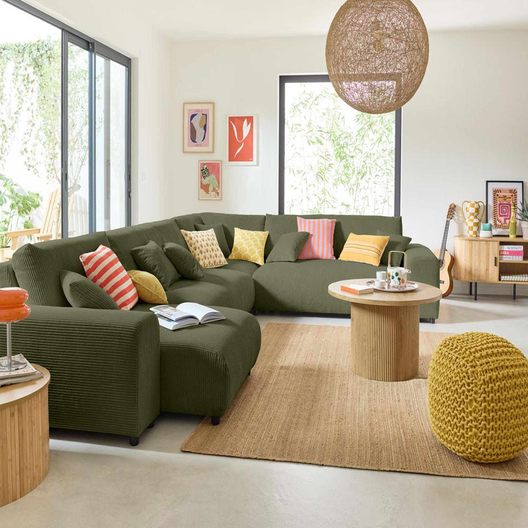 Voir la diapositive 2 : BEST MOBILIER Garance - module d'assise 3 places - en velours côtelé