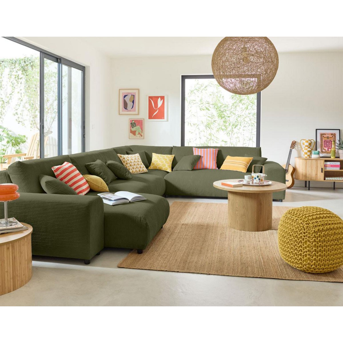 LISA DESIGN Garance - module d'assise 3 places - en velours côtelé