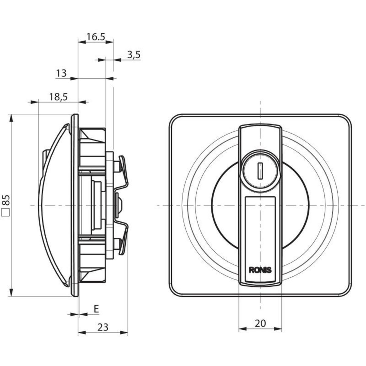 RONIS Poignée 23500 01 1 4 tour droite RONIS 43200