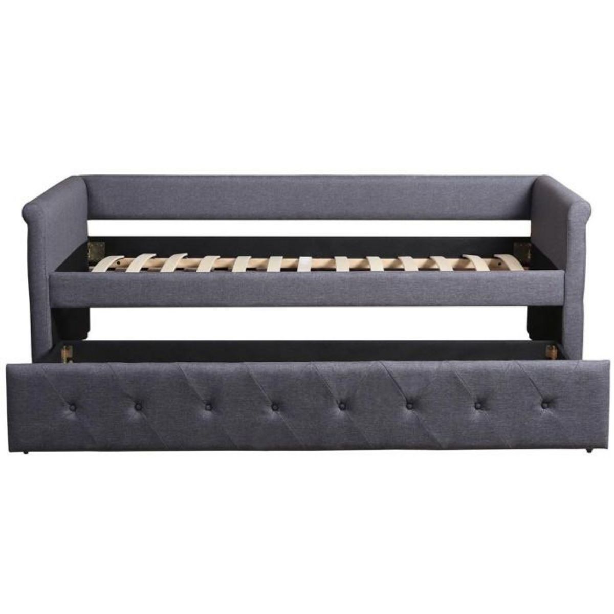 Paris Prix Lit Gigogne Capitonné  Antille  90x190cm Gris